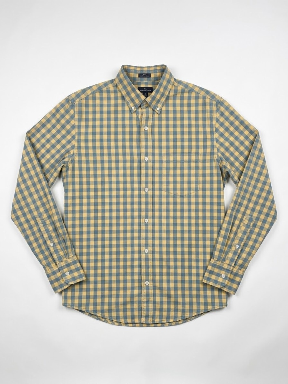 J. Crew Yellow and Blue Gingham Button-Down Shirt
